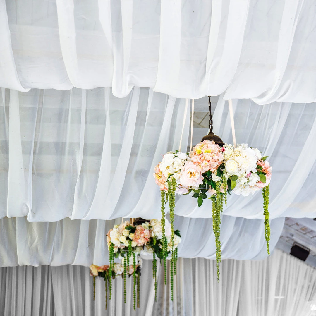 HIER_3110 5ftx14ft Premium White Chiffon Curtain Panel Backdrop With Rod Pocket Big Event Backdrops & Décor 1 HIER_3110 5ftx14ft Premium White Chiffon Curtain Panel Backdrop With Rod Pocket Big Event Backdrops & Décor