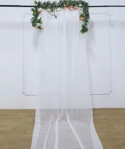 HIER_3110 5ftx14ft Premium White Chiffon Curtain Panel Backdrop With Rod Pocket Big Event Backdrops & Décor 17 HIER_3110 5ftx14ft Premium White Chiffon Curtain Panel Backdrop With Rod Pocket Big Event Backdrops & Décor