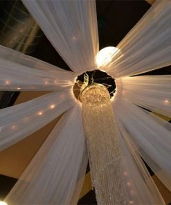 HIER_3160 Big Event Backdrops & Décor 20ftx10ft White Sheer Ceiling Drape Curtain Panels Fire Retardant Fabric