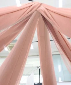 HIER_3110 Hanging Ceiling Decorations 30ftx10ft Dusty Rose Sheer Ceiling Drape Curtain Panels Fire Retardant Fabric