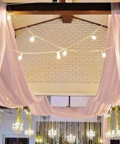 HIER_3110 Hanging Ceiling Decorations 30ftx10ft Dusty Rose Sheer Ceiling Drape Curtain Panels Fire Retardant Fabric