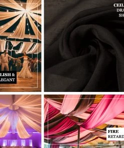 HIER_3110 Big Event Backdrops & Décor 30ftx10ft Black Sheer Ceiling Drape Curtain Panels Fire Retardant Fabric 11 HIER_3110 Big Event Backdrops & Décor 30ftx10ft Black Sheer Ceiling Drape Curtain Panels Fire Retardant Fabric