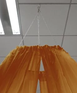 HIER_3110 30ftx10ft Gold Sheer Ceiling Drape Curtain Panels Fire Retardant Fabric Big Event Backdrops & Décor