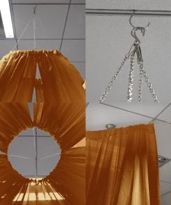 HIER_3110 30ftx10ft Gold Sheer Ceiling Drape Curtain Panels Fire Retardant Fabric Big Event Backdrops & Décor