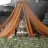 HIER_3110 30ftx10ft Gold Sheer Ceiling Drape Curtain Panels Fire Retardant Fabric Big Event Backdrops & Décor