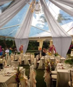 HIER_3110 30ftx10ft Silver Sheer Ceiling Drape Curtain Panels Fire Retardant Fabric