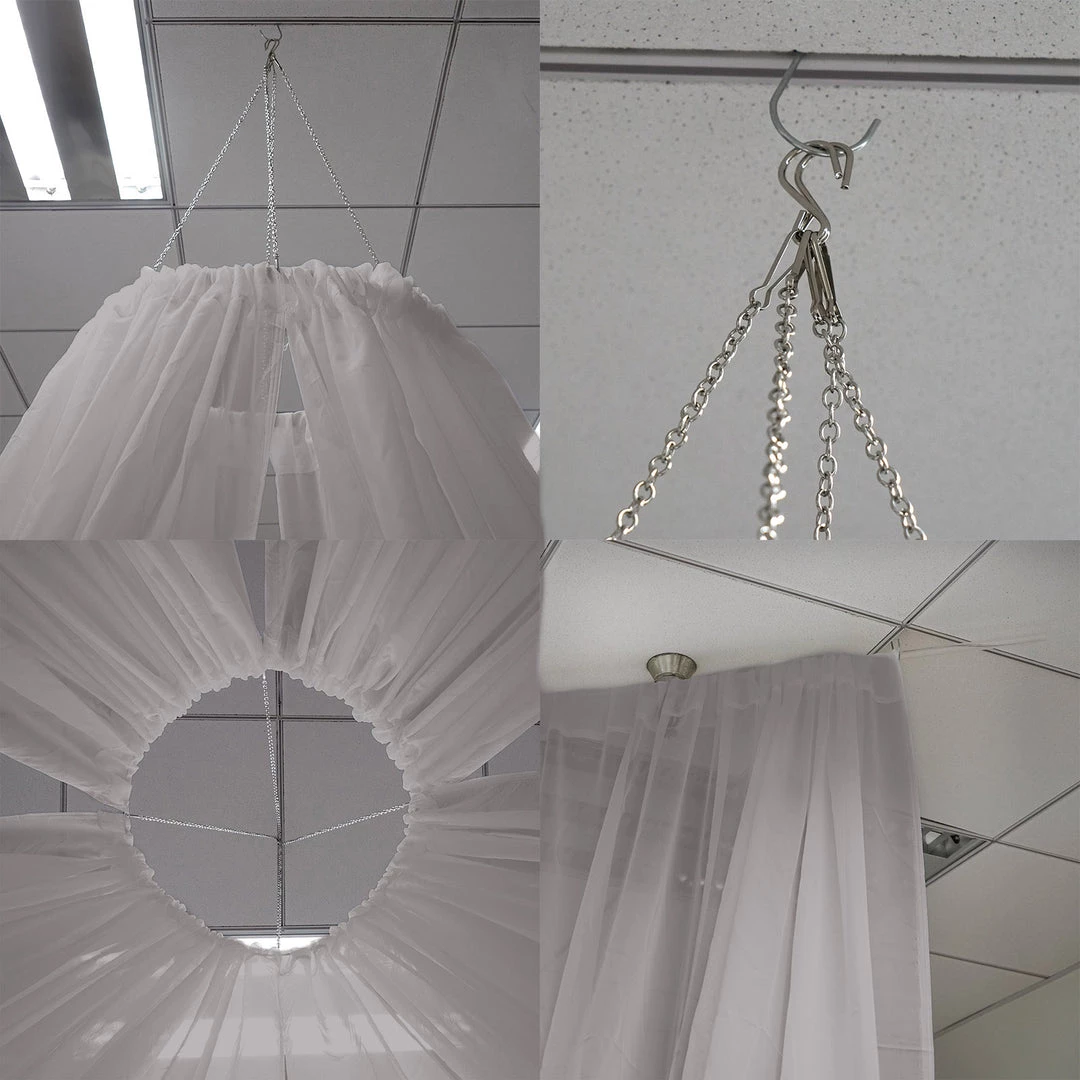 HIER_3110 30ftx10ft Silver Sheer Ceiling Drape Curtain Panels Fire Retardant Fabric 8 HIER_3110 30ftx10ft Silver Sheer Ceiling Drape Curtain Panels Fire Retardant Fabric