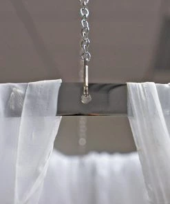 HIER_3110 Big Event Backdrops & Décor 30ftx10ft White Sheer Ceiling Drape Curtain Panels Fire Retardant Fabric