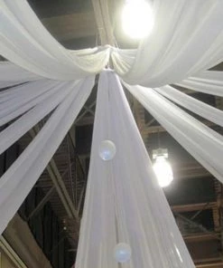 HIER_3110 Big Event Backdrops & Décor 30ftx10ft White Sheer Ceiling Drape Curtain Panels Fire Retardant Fabric