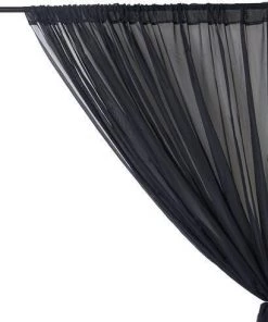 HIER_3160 2 Pack | Black Fire Retardant Sheer Organza Premium Curtain Panel Backdrops With Rod Pockets - 5ftx10ft 15 HIER_3160 2 Pack | Black Fire Retardant Sheer Organza Premium Curtain Panel Backdrops With Rod Pockets - 5ftx10ft