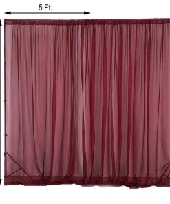 HIER_3160 2 Pack | Burgundy Fire Retardant Sheer Organza Premium Curtain Panel Backdrops With Rod Pockets - 5ftx10ft Big Event Backdrops & Décor 10 HIER_3160 2 Pack | Burgundy Fire Retardant Sheer Organza Premium Curtain Panel Backdrops With Rod Pockets - 5ftx10ft Big Event Backdrops & Décor