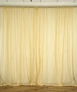 HIER_3160 2 Pack | Champagne Fire Retardant Sheer Organza Premium Curtain Panel Backdrops With Rod Pockets - 5ftx10ft Big Event Backdrops & Décor
