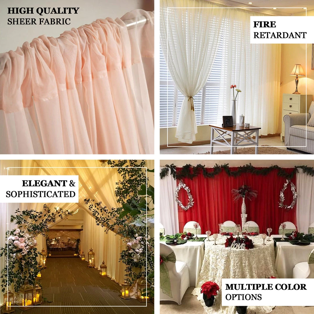 HIER_3160 2 Pack | Burgundy Fire Retardant Sheer Organza Premium Curtain Panel Backdrops With Rod Pockets - 5ftx10ft Big Event Backdrops & Décor 4 HIER_3160 2 Pack | Burgundy Fire Retardant Sheer Organza Premium Curtain Panel Backdrops With Rod Pockets - 5ftx10ft Big Event Backdrops & Décor