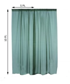 HIER_3110 2 Pack | Hunter Emerald Green Fire Retardant Sheer Organza Premium Curtain Panel Backdrops With Rod Pockets - 5ftx10ft
