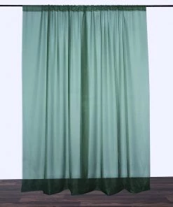 HIER_3110 2 Pack | Hunter Emerald Green Fire Retardant Sheer Organza Premium Curtain Panel Backdrops With Rod Pockets - 5ftx10ft