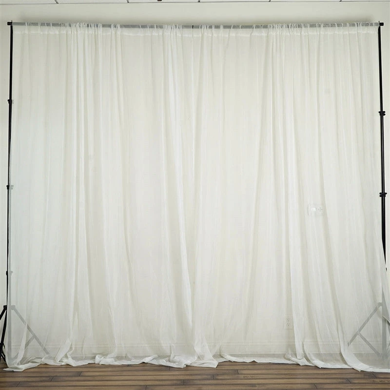 HIER_3160 2 Pack | Ivory Fire Retardant Sheer Organza Premium Curtain Panel Backdrops With Rod Pockets - 5ftx10ft Big Event Backdrops & Décor 8 HIER_3160 2 Pack | Ivory Fire Retardant Sheer Organza Premium Curtain Panel Backdrops With Rod Pockets - 5ftx10ft Big Event Backdrops & Décor