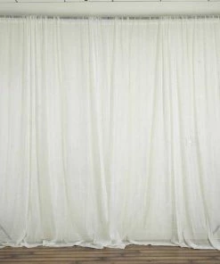 HIER_3160 2 Pack | Ivory Fire Retardant Sheer Organza Premium Curtain Panel Backdrops With Rod Pockets - 5ftx10ft Big Event Backdrops & Décor