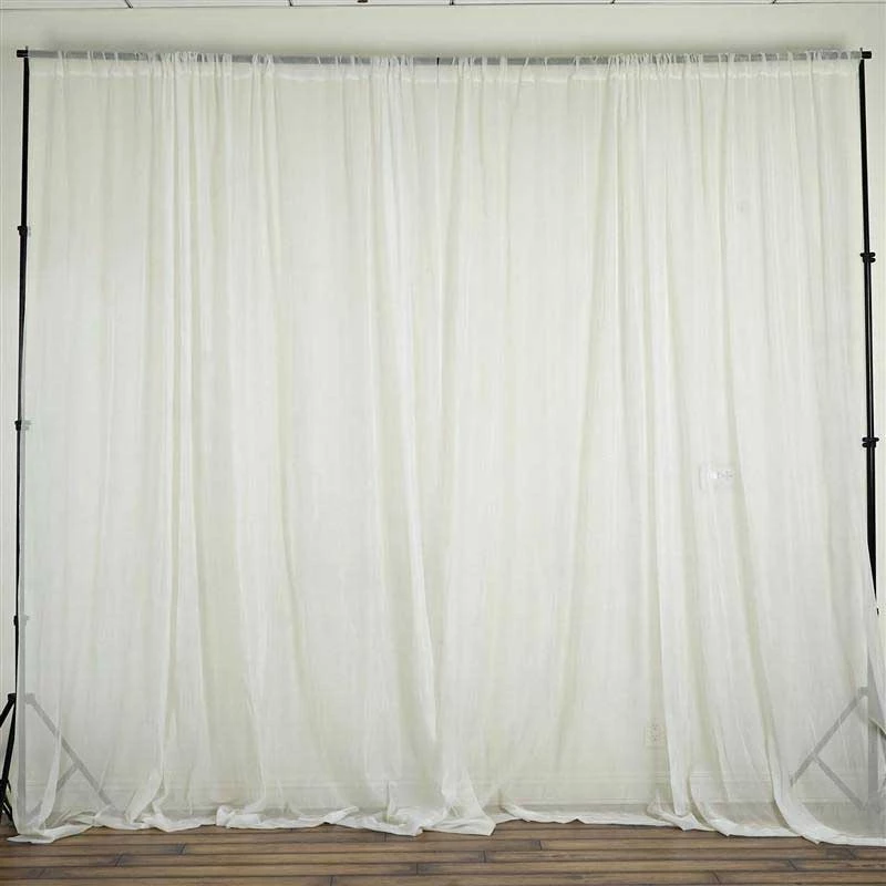 HIER_3160 2 Pack | Ivory Fire Retardant Sheer Organza Premium Curtain Panel Backdrops With Rod Pockets - 5ftx10ft Big Event Backdrops & Décor 1 HIER_3160 2 Pack | Ivory Fire Retardant Sheer Organza Premium Curtain Panel Backdrops With Rod Pockets - 5ftx10ft Big Event Backdrops & Décor