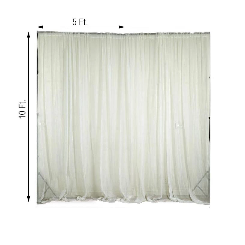 HIER_3160 2 Pack | Ivory Fire Retardant Sheer Organza Premium Curtain Panel Backdrops With Rod Pockets - 5ftx10ft Big Event Backdrops & Décor 3 HIER_3160 2 Pack | Ivory Fire Retardant Sheer Organza Premium Curtain Panel Backdrops With Rod Pockets - 5ftx10ft Big Event Backdrops & Décor