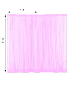 HIER_3160 2 Pack | Pink Fire Retardant Sheer Organza Premium Curtain Panel Backdrops With Rod Pockets - 5ftx10ft Big Event Backdrops & Décor