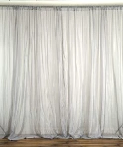 HIER_3160 2 Pack | Silver Fire Retardant Sheer Organza Premium Curtain Panel Backdrops With Rod Pockets - 5ftx10ft