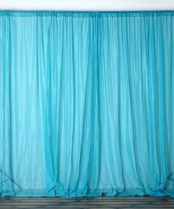 HIER_3160 2 Pack | Turquoise Fire Retardant Sheer Organza Premium Curtain Panel Backdrops With Rod Pockets - 5ftx10ft