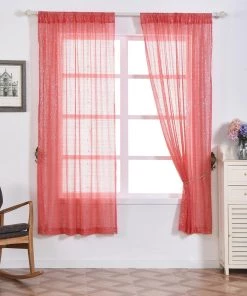 HIER_3110 Pack Of 2 | 52"x64” Coral Sequin Curtains With Rod Pocket Window Treatment Panels - Clearance SALE Big Event Backdrops & Décor