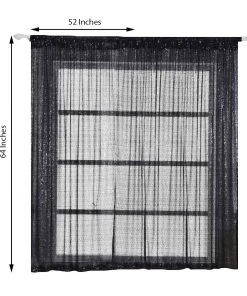 HIER_3110 Big Event Backdrops & Décor 2 Pack | Black Sequin Curtains With Rod Pocket Window Treatment Panels - 52