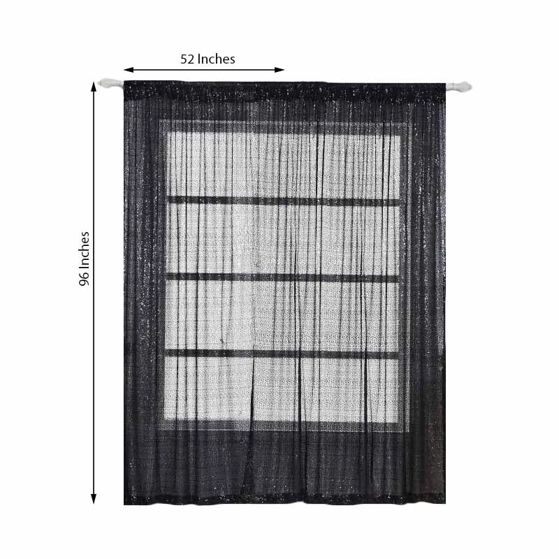 HIER_3110 Big Event Backdrops & Décor Pack Of 2 | 52"x96” Black Sequin Curtains With Rod Pocket Window Treatment Panels 3 HIER_3110 Big Event Backdrops & Décor Pack Of 2 | 52"x96” Black Sequin Curtains With Rod Pocket Window Treatment Panels
