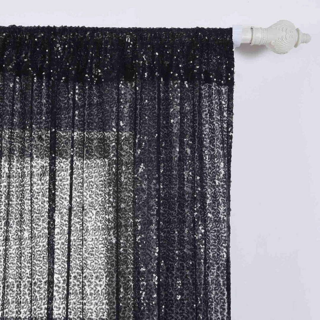 HIER_3110 Big Event Backdrops & Décor Pack Of 2 | 52"x96” Black Sequin Curtains With Rod Pocket Window Treatment Panels 9 HIER_3110 Big Event Backdrops & Décor Pack Of 2 | 52"x96” Black Sequin Curtains With Rod Pocket Window Treatment Panels