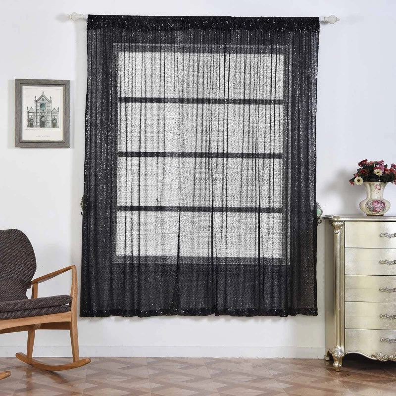HIER_3110 Big Event Backdrops & Décor Pack Of 2 | 52"x96” Black Sequin Curtains With Rod Pocket Window Treatment Panels 1 HIER_3110 Big Event Backdrops & Décor Pack Of 2 | 52"x96” Black Sequin Curtains With Rod Pocket Window Treatment Panels