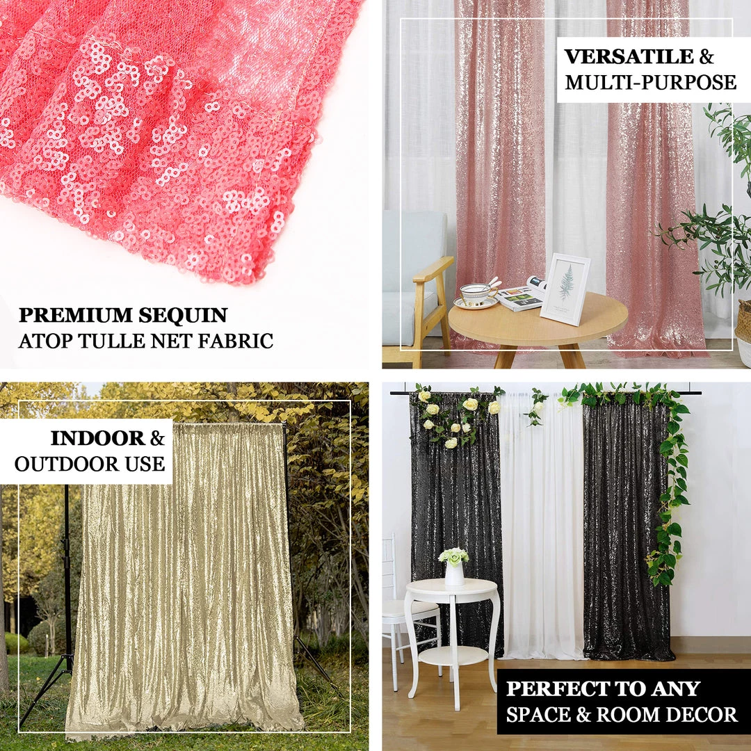 HIER_3110 Big Event Backdrops & Décor Pack Of 2 | 52"x96” Black Sequin Curtains With Rod Pocket Window Treatment Panels 4 HIER_3110 Big Event Backdrops & Décor Pack Of 2 | 52"x96” Black Sequin Curtains With Rod Pocket Window Treatment Panels