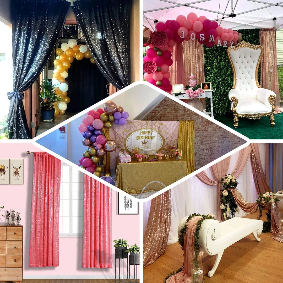 HIER_3110 Big Event Backdrops & Décor Pack Of 2 | 52"x96” Black Sequin Curtains With Rod Pocket Window Treatment Panels 5 HIER_3110 Big Event Backdrops & Décor Pack Of 2 | 52"x96” Black Sequin Curtains With Rod Pocket Window Treatment Panels
