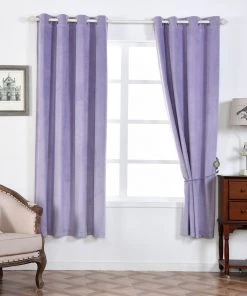HIER_3160 2 Pack | Lavender 330 GSM Premium Velvet Thermal Blackout Curtains With Chrome Grommet Window Treatment Panels - 52"x108" Big Event Backdrops & Décor 27 HIER_3160 2 Pack | Lavender 330 GSM Premium Velvet Thermal Blackout Curtains With Chrome Grommet Window Treatment Panels - 52