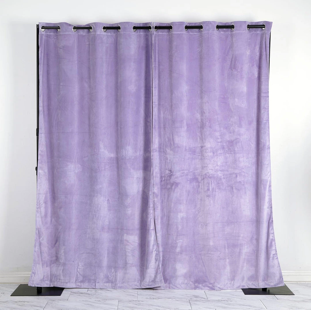 HIER_3160 2 Pack | Lavender 330 GSM Premium Velvet Thermal Blackout Curtains With Chrome Grommet Window Treatment Panels - 52"x108" Big Event Backdrops & Décor 6 HIER_3160 2 Pack | Lavender 330 GSM Premium Velvet Thermal Blackout Curtains With Chrome Grommet Window Treatment Panels - 52"x108" Big Event Backdrops & Décor