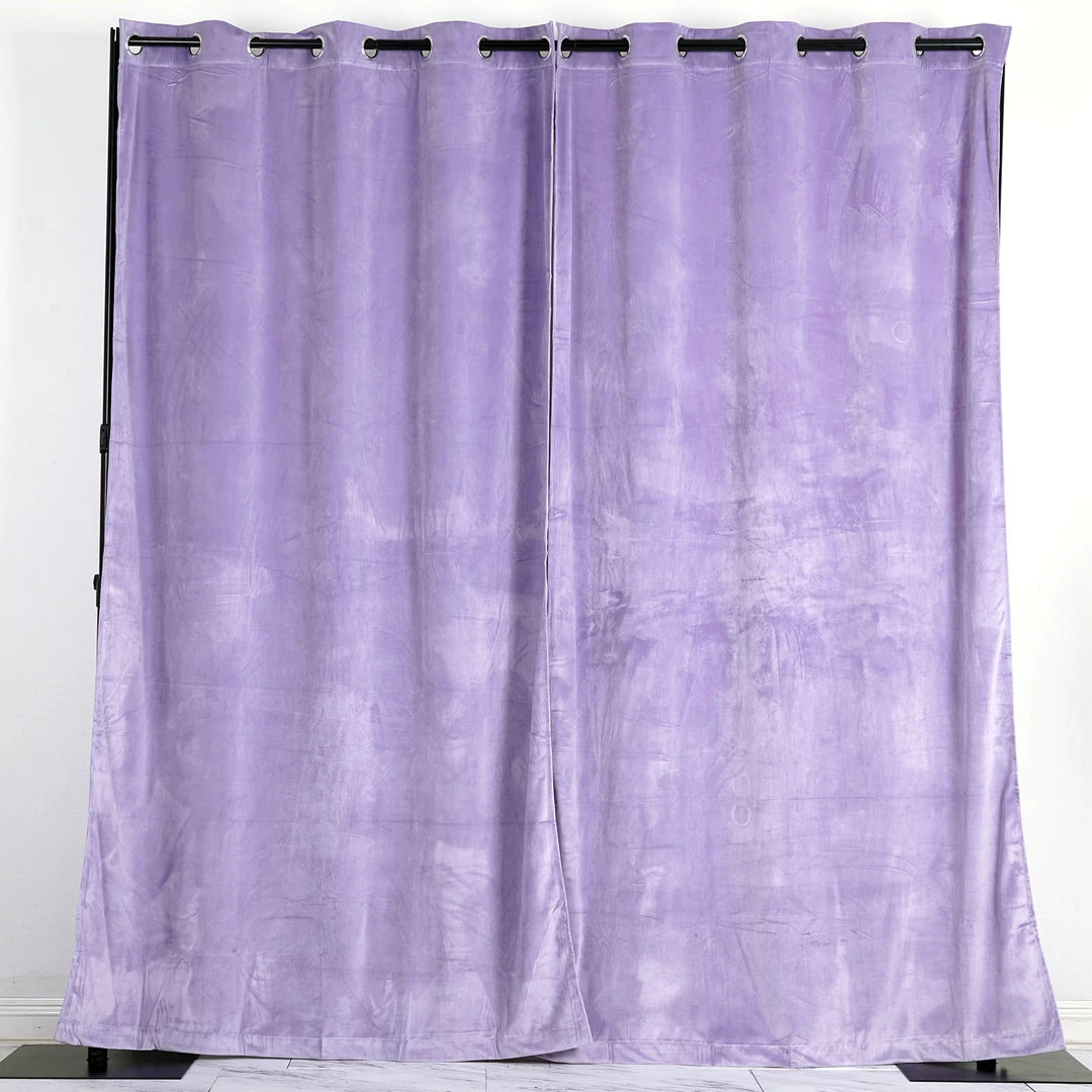 HIER_3160 2 Pack | Lavender 330 GSM Premium Velvet Thermal Blackout Curtains With Chrome Grommet Window Treatment Panels - 52"x108" Big Event Backdrops & Décor 15 HIER_3160 2 Pack | Lavender 330 GSM Premium Velvet Thermal Blackout Curtains With Chrome Grommet Window Treatment Panels - 52"x108" Big Event Backdrops & Décor