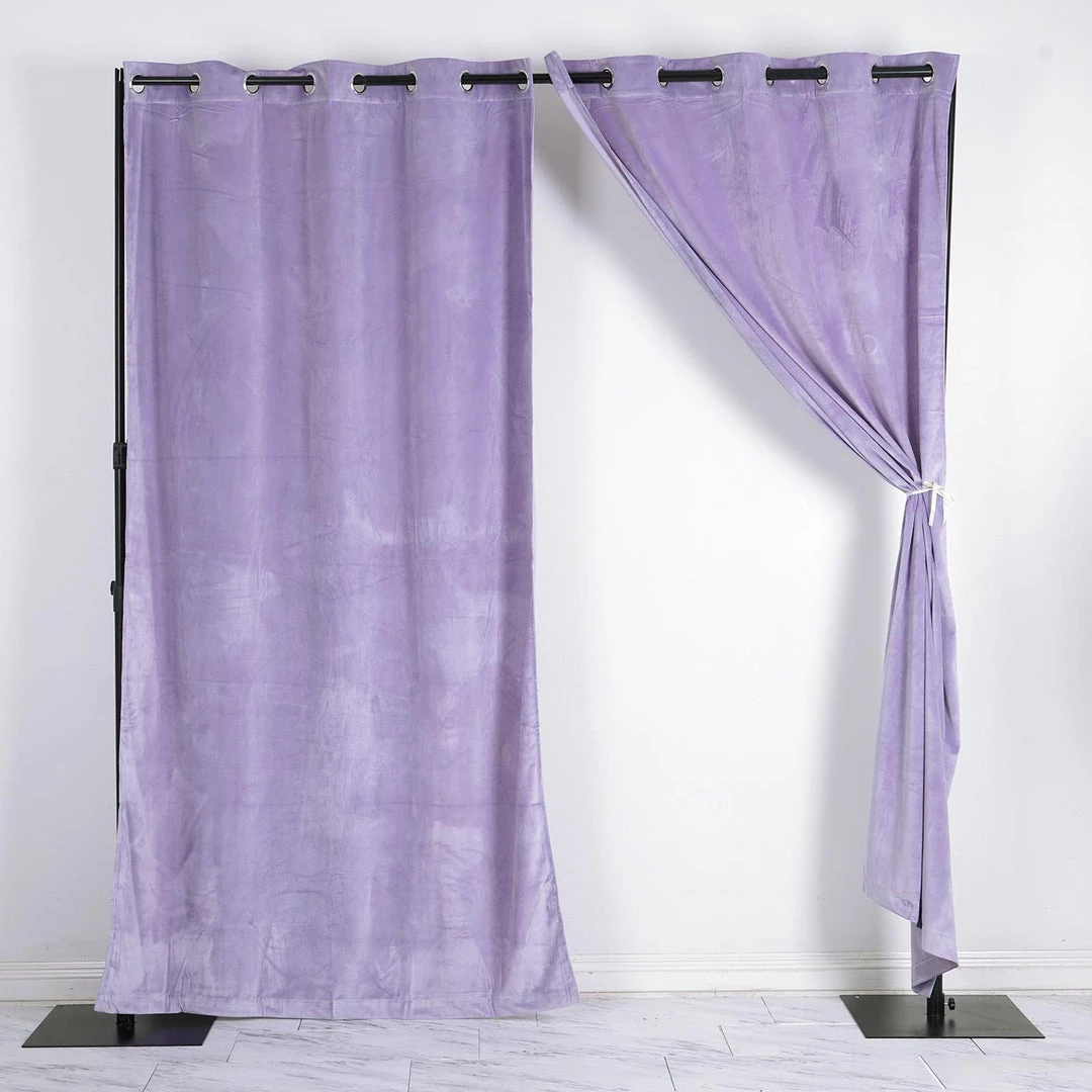 HIER_3160 2 Pack | Lavender 330 GSM Premium Velvet Thermal Blackout Curtains With Chrome Grommet Window Treatment Panels - 52"x108" Big Event Backdrops & Décor 2 HIER_3160 2 Pack | Lavender 330 GSM Premium Velvet Thermal Blackout Curtains With Chrome Grommet Window Treatment Panels - 52"x108" Big Event Backdrops & Décor