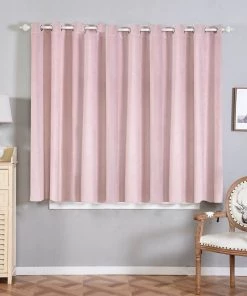 HIER_3160 330 GSM Blush Blackout Curtains | Pack Of 2 | 52"x64" Grommet Curtains | Blackout Noise Reducing Curtains