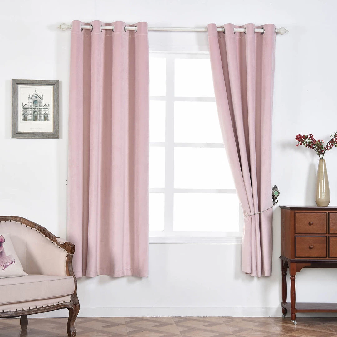 HIER_3160 330 GSM Blush Blackout Curtains | Pack Of 2 | 52"x64" Grommet Curtains | Blackout Noise Reducing Curtains 4 HIER_3160 330 GSM Blush Blackout Curtains | Pack Of 2 | 52"x64" Grommet Curtains | Blackout Noise Reducing Curtains