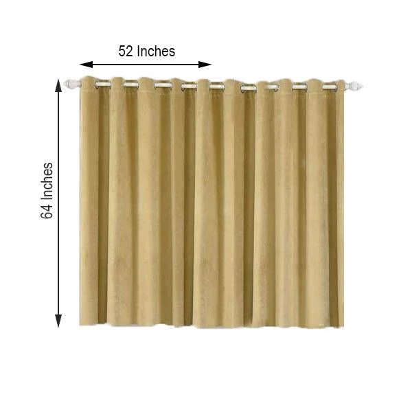 HIER_3160 2 Pack | Champagne 330 GSM Premium Velvet Thermal Blackout Curtains With Chrome Grommet Window Treatment Panels - 52"x64" 3 HIER_3160 2 Pack | Champagne 330 GSM Premium Velvet Thermal Blackout Curtains With Chrome Grommet Window Treatment Panels - 52"x64"
