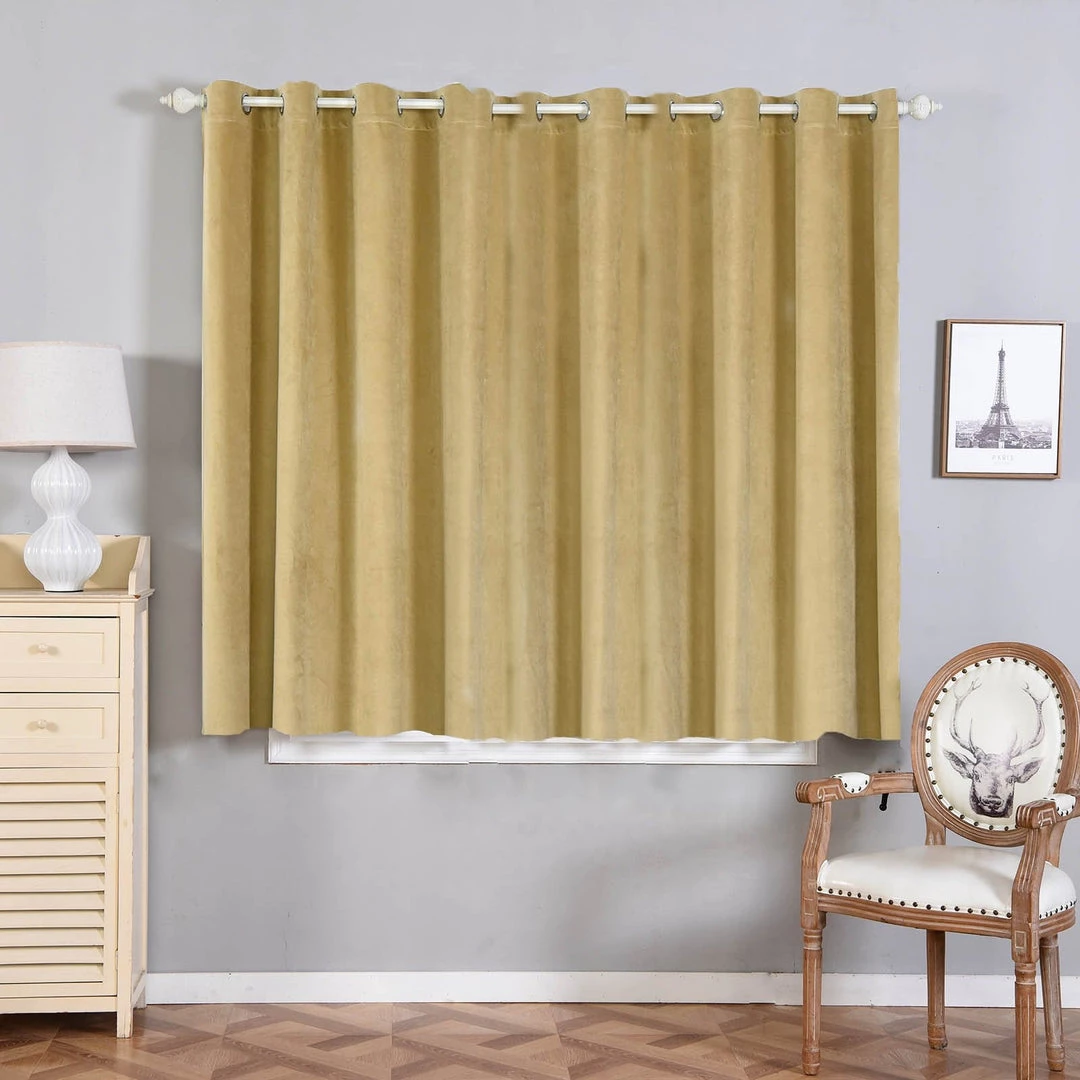 HIER_3160 2 Pack | Champagne 330 GSM Premium Velvet Thermal Blackout Curtains With Chrome Grommet Window Treatment Panels - 52"x64" 2 HIER_3160 2 Pack | Champagne 330 GSM Premium Velvet Thermal Blackout Curtains With Chrome Grommet Window Treatment Panels - 52"x64"