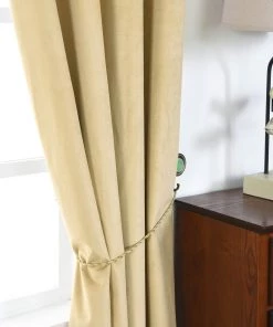 HIER_3160 2 Pack | Champagne 330 GSM Premium Velvet Thermal Blackout Curtains With Chrome Grommet Window Treatment Panels - 52"x64" 18 HIER_3160 2 Pack | Champagne 330 GSM Premium Velvet Thermal Blackout Curtains With Chrome Grommet Window Treatment Panels - 52