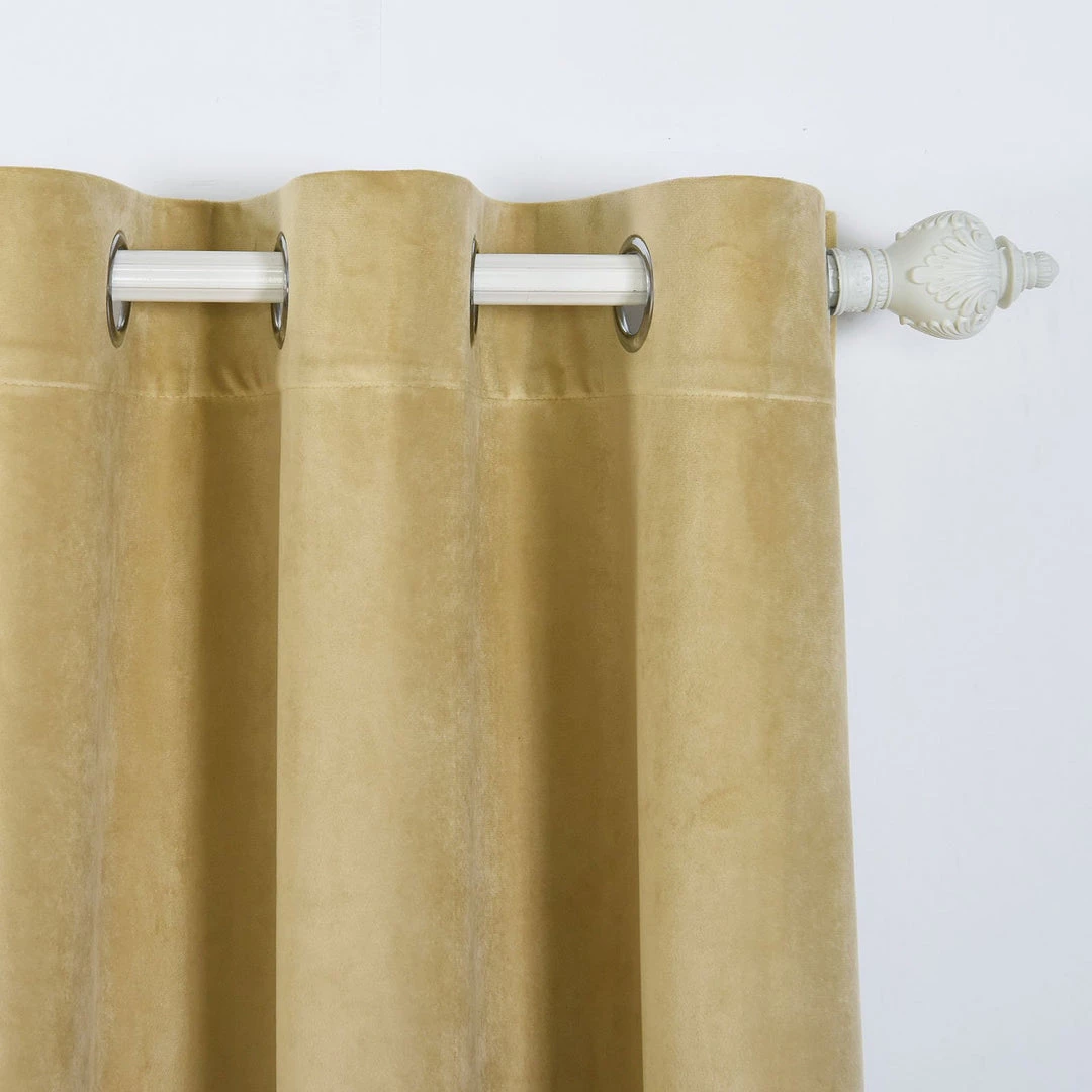 HIER_3160 2 Pack | Champagne 330 GSM Premium Velvet Thermal Blackout Curtains With Chrome Grommet Window Treatment Panels - 52"x64" 7 HIER_3160 2 Pack | Champagne 330 GSM Premium Velvet Thermal Blackout Curtains With Chrome Grommet Window Treatment Panels - 52"x64"