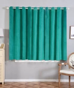 HIER_3160 Big Event Backdrops & Décor 330 GSM Peacock Teal Velvet Blackout Curtains | Pack Of 2 | 52"x64" Grommet Curtains | Room Darkener Curtains