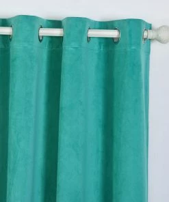 HIER_3160 Big Event Backdrops & Décor 330 GSM Peacock Teal Velvet Blackout Curtains | Pack Of 2 | 52"x64" Grommet Curtains | Room Darkener Curtains