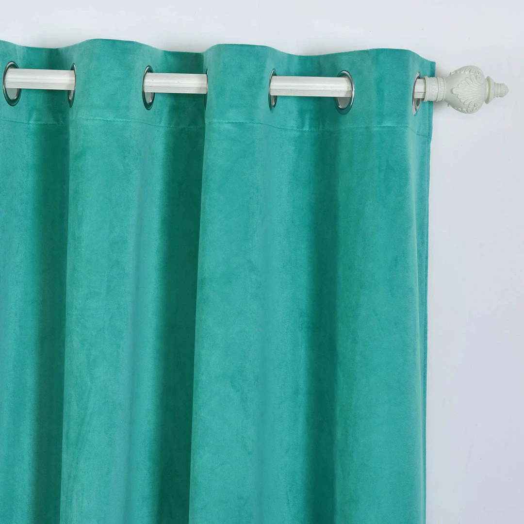 HIER_3160 Big Event Backdrops & Décor 330 GSM Peacock Teal Velvet Blackout Curtains | Pack Of 2 | 52"x64" Grommet Curtains | Room Darkener Curtains 2 HIER_3160 Big Event Backdrops & Décor 330 GSM Peacock Teal Velvet Blackout Curtains | Pack Of 2 | 52"x64" Grommet Curtains | Room Darkener Curtains