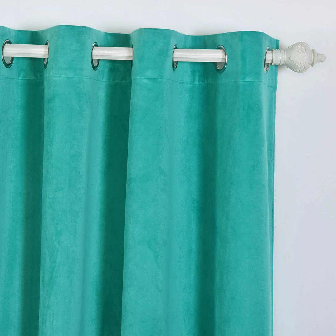 HIER_3160 Big Event Backdrops & Décor 2 Pack | Peacock Teal 330 GSM Premium Velvet Thermal Blackout Curtains With Chrome Grommet Window Treatment Panels - 52"x84" 7 HIER_3160 Big Event Backdrops & Décor 2 Pack | Peacock Teal 330 GSM Premium Velvet Thermal Blackout Curtains With Chrome Grommet Window Treatment Panels - 52"x84"