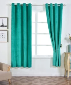 HIER_3160 Big Event Backdrops & Décor 2 Pack | Peacock Teal 330 GSM Premium Velvet Thermal Blackout Curtains With Chrome Grommet Window Treatment Panels - 52"x84"