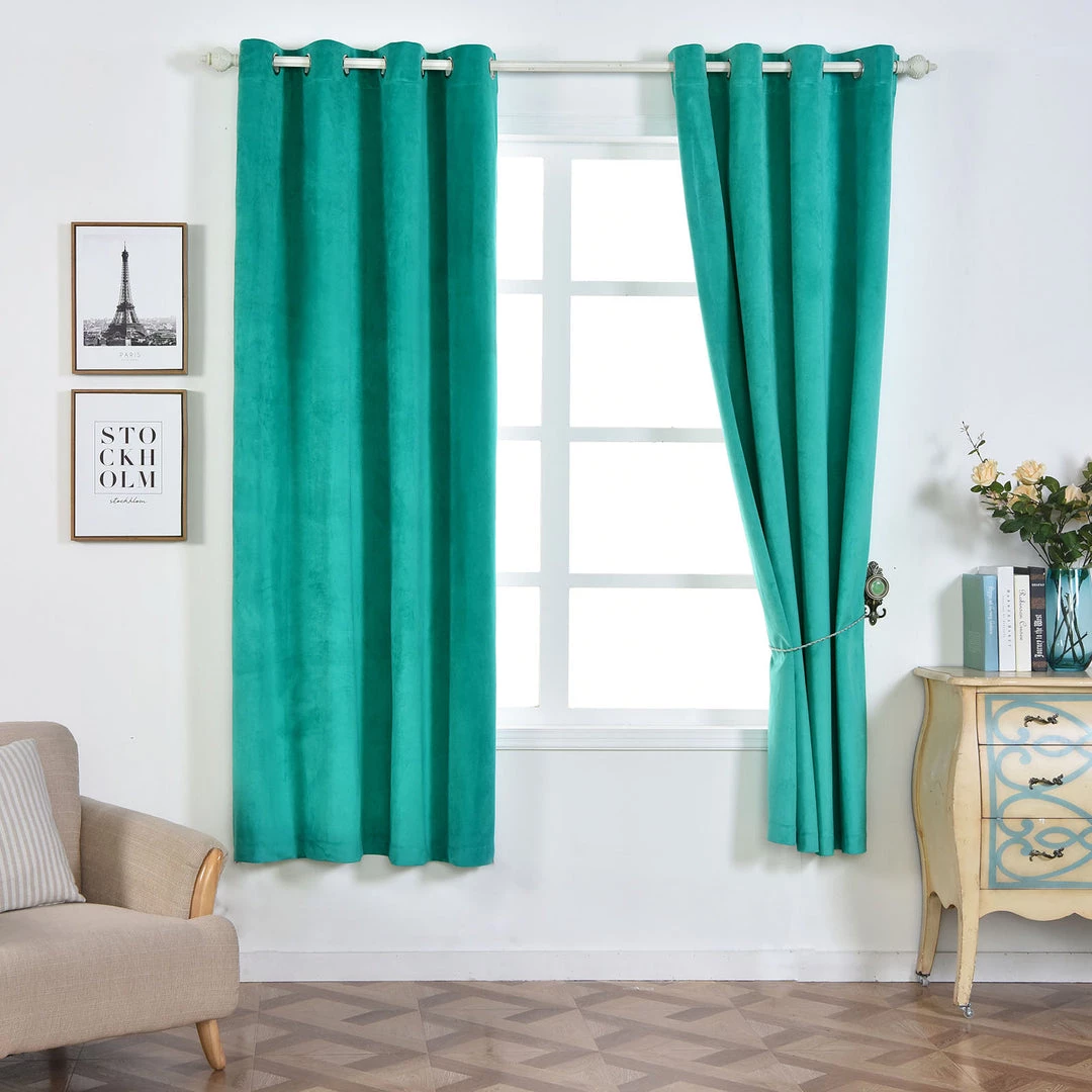 HIER_3160 Big Event Backdrops & Décor 2 Pack | Peacock Teal 330 GSM Premium Velvet Thermal Blackout Curtains With Chrome Grommet Window Treatment Panels - 52"x84" 2 HIER_3160 Big Event Backdrops & Décor 2 Pack | Peacock Teal 330 GSM Premium Velvet Thermal Blackout Curtains With Chrome Grommet Window Treatment Panels - 52"x84"