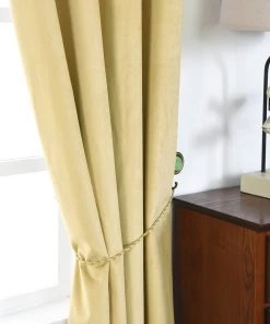 HIER_3160 Big Event Backdrops & Décor 2 Pack | Champagne Soft Velvet Thermal Blackout Curtains With Chrome Grommet Window Treatment Panels - 52